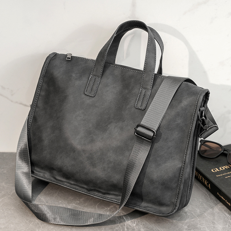 Leather Briefcase - Lässige Business-Herrenhandtasche, modische Aktentasche mit hoher