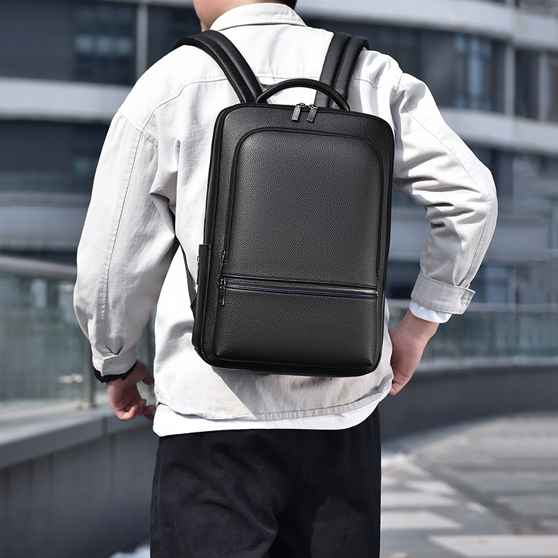 Leather Briefcase - Pu Leder Herren Rucksack USB Aufladen