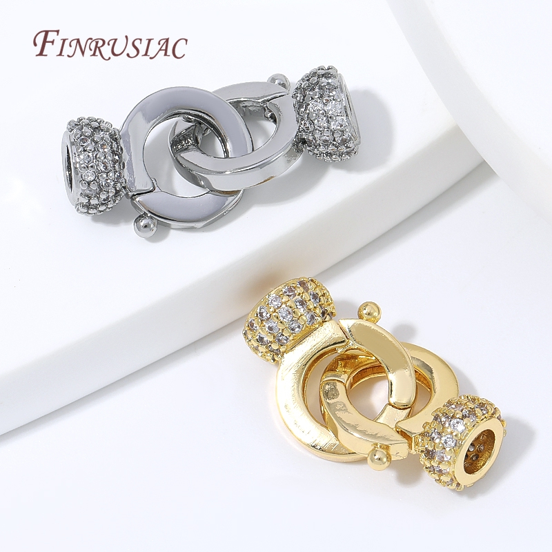 Gold Plated Jewelry - 18K vergoldeter Messing-Schmuckverschluss, Pave-CZ-Verschluss für DIY-Armbänder,