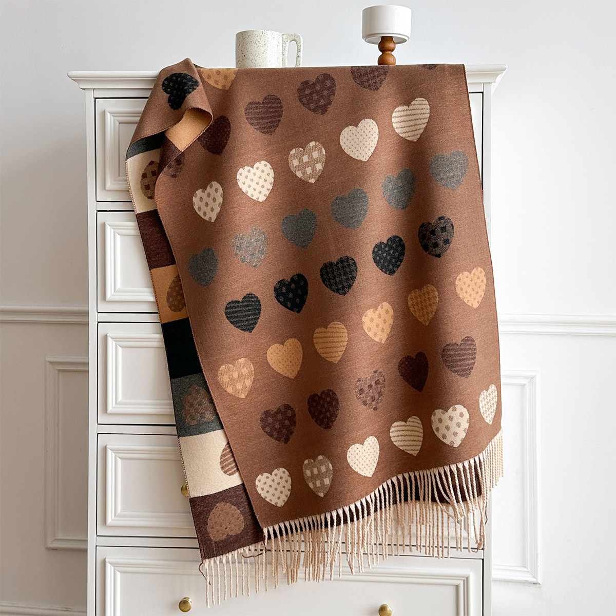 Cashmere Scarf - Damen-Schal aus Kaschmir-Imitat mit Fransen, Dicker