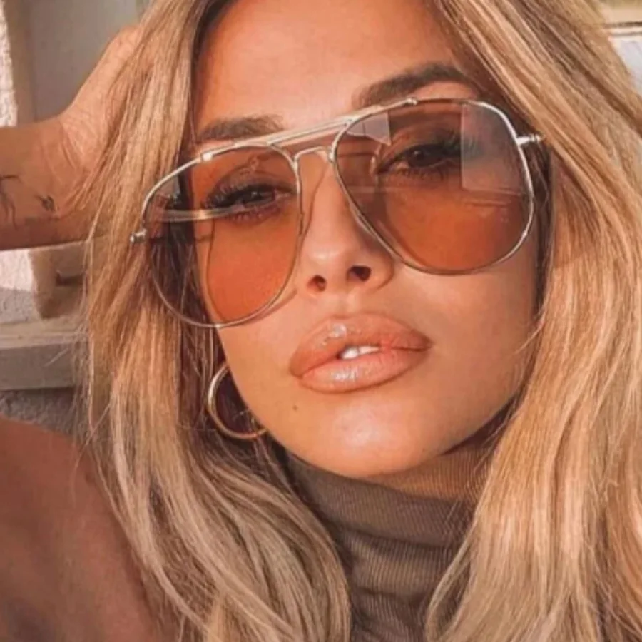 Designer Sunglasses - Retro Metall Doppelbrücken-Piloten-Sonnenbrille für Damen, Luxus-Designer-Sonnenbrille