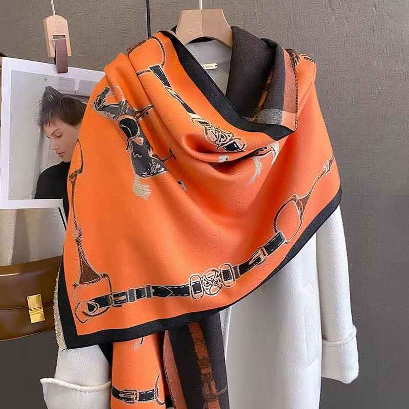 Cashmere Scarf - Retro Rider Horse Schal aus Kaschmirimitat,