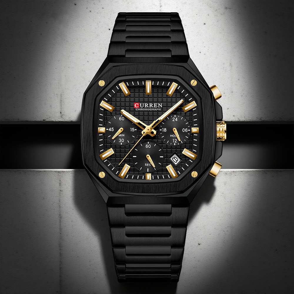 Luxury Watch Men - CURREN Luxuriöse quadratische Chrono-Uhr für Herren,