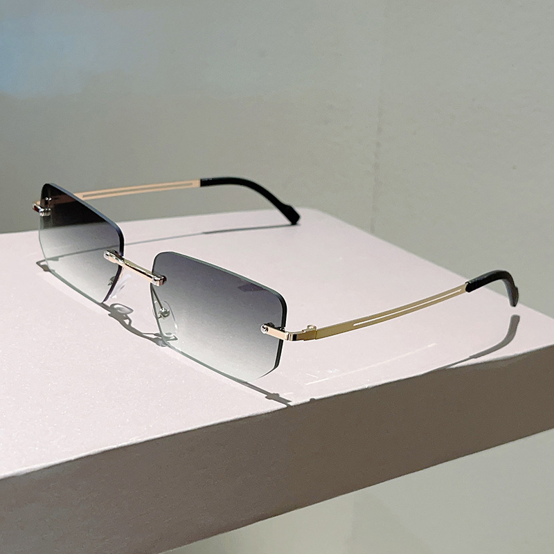 Sunglasses Uv400 - Modische randlose rechteckige Sonnenbrille für Herren,