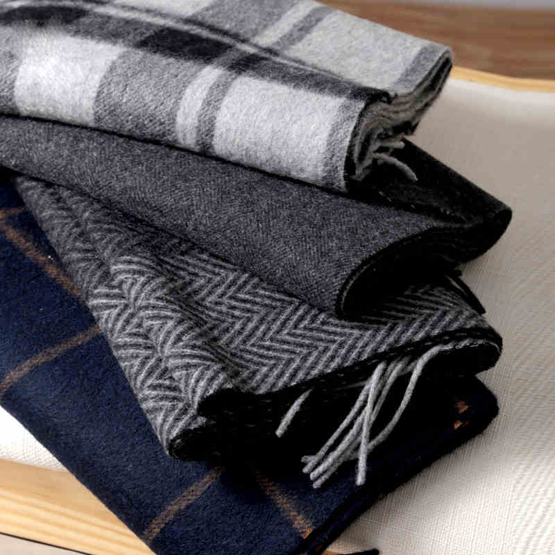 Cashmere Scarf - Pashmina Schal Männer Winter Streifen Solide