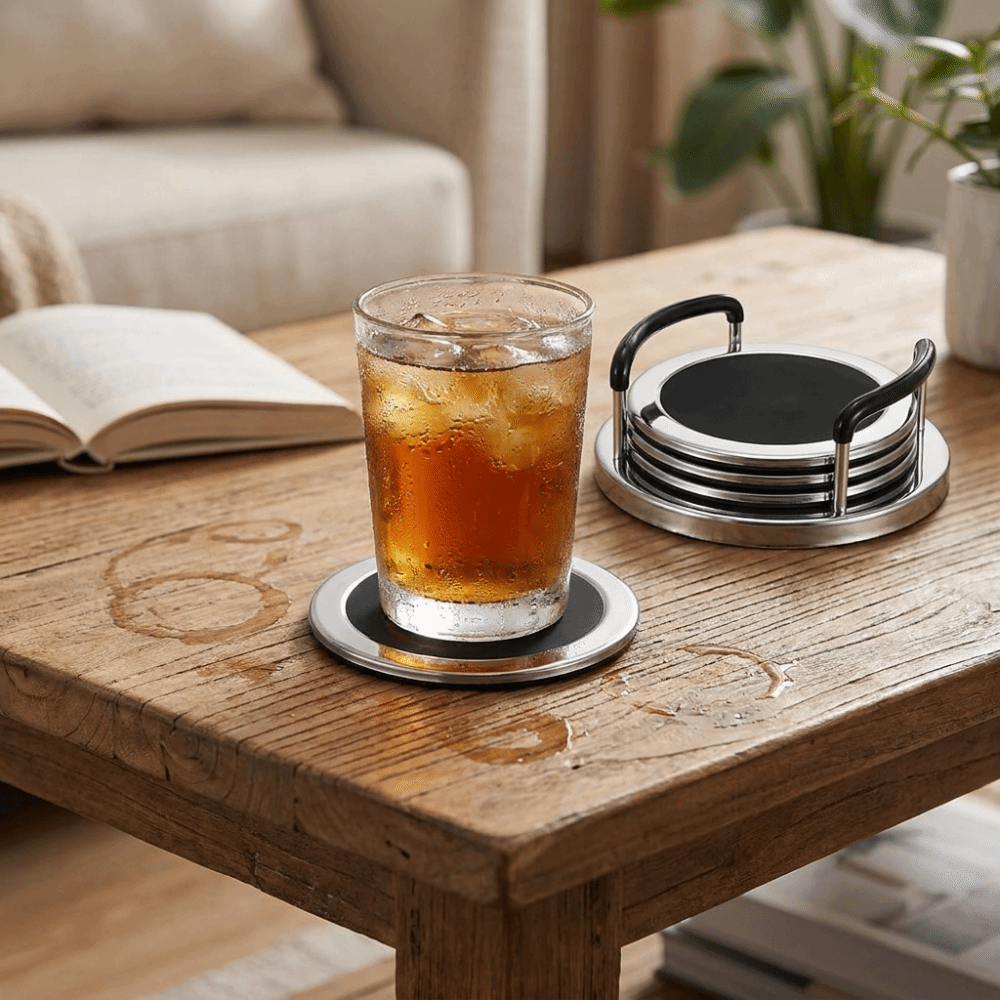 6-teiliges Set Runde Edelstahl – Marble Coaster Set Bewertung und Preis