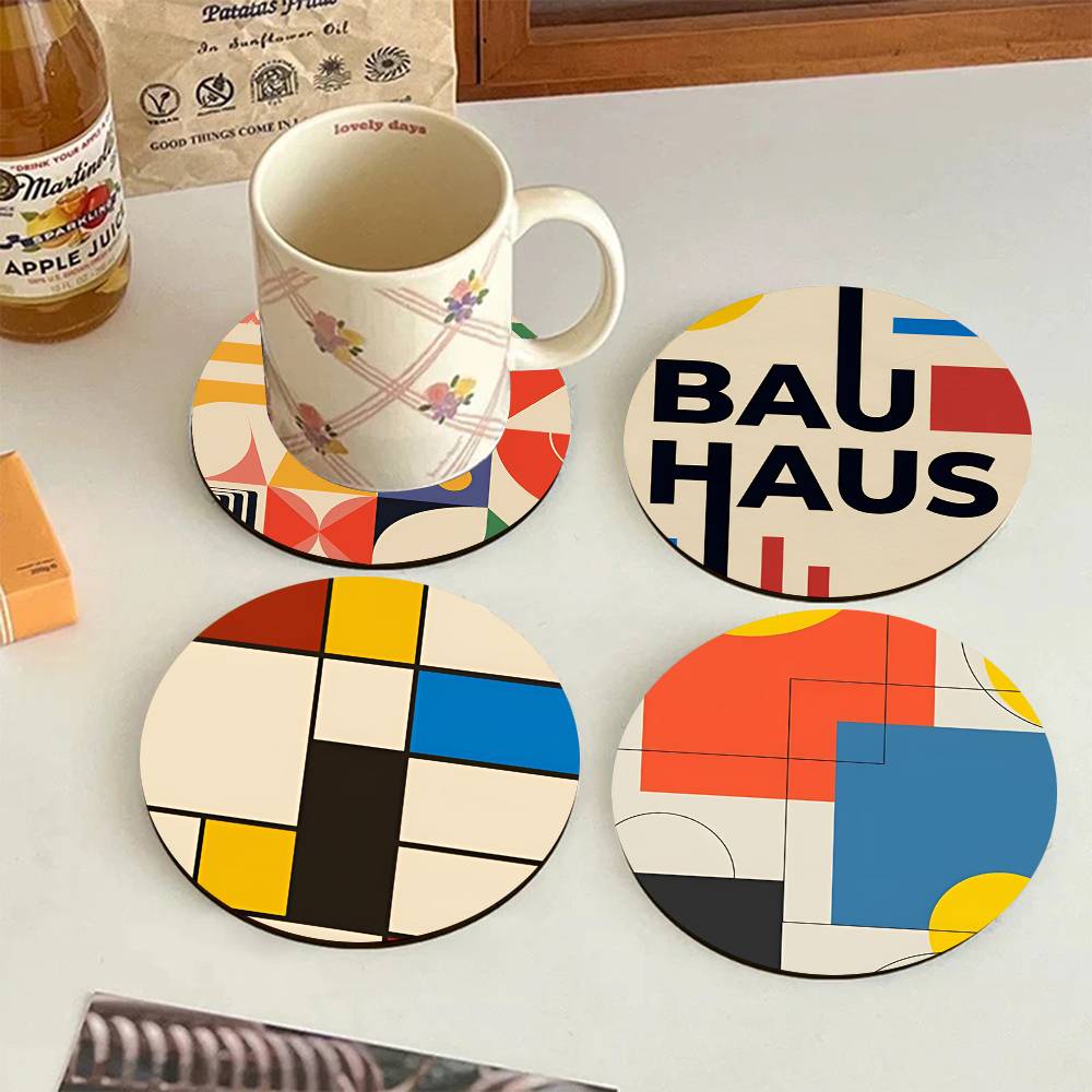 Abstrakte Bauhaus-Runde Holzun – Marble Coaster Set Bewertung und Preis
