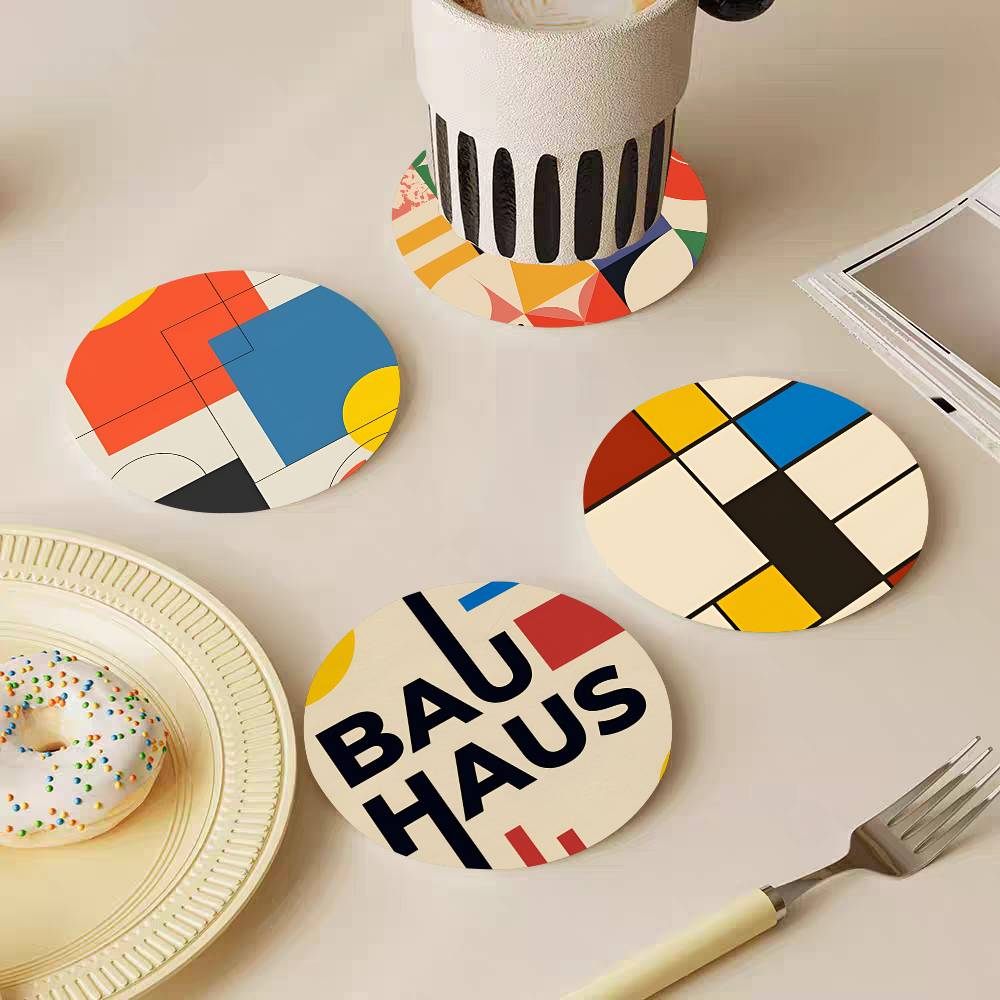 Abstrakte Bauhaus-Runde Holzun – Marble Coaster Set Bewertung und Preis