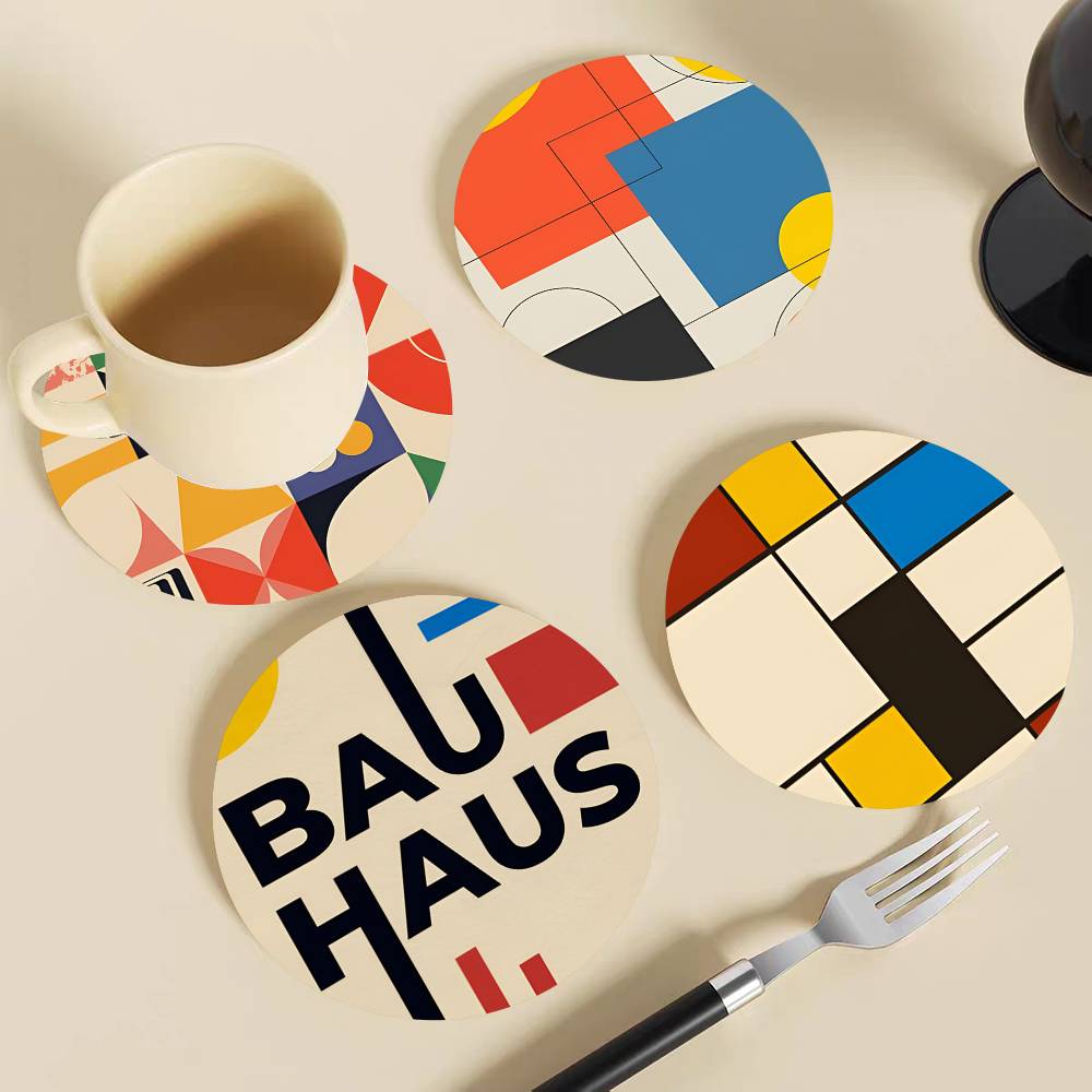 Abstrakte Bauhaus-Runde Holzun – Marble Coaster Set Bewertung und Preis