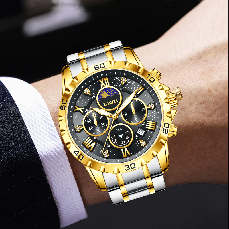 LIGE Top-Marke Luxus-Quarzuhr  – Luxury Watch Men Bewertung und Preis